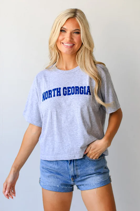 Heather Grey North Georgia Cropped Tee Solid Color Striped Floral