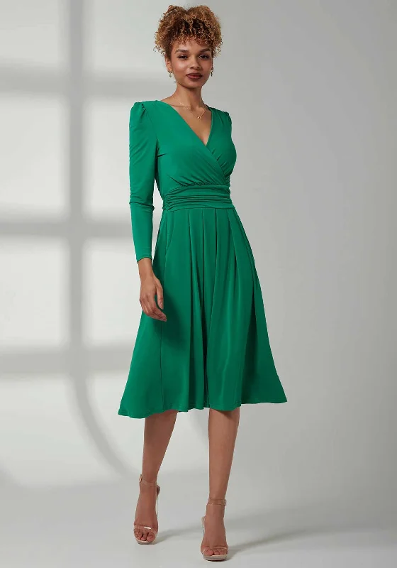 Jolie Moi Plain Long Sleeve Jersey Midi Dress, Green Fashionable Polka Dot Midi Dress