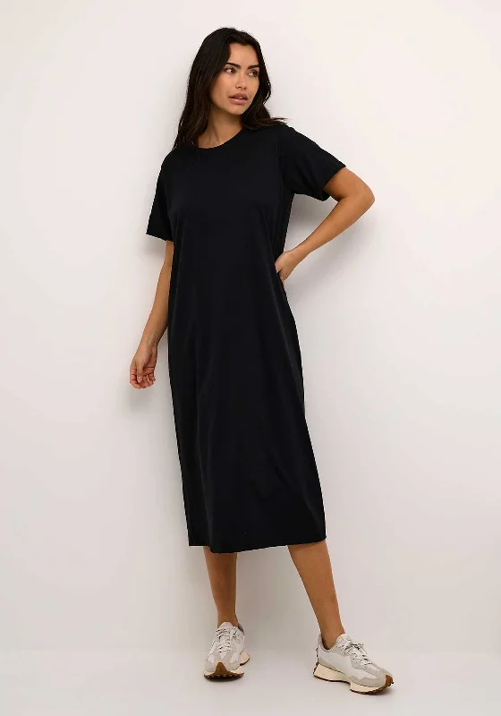 Kaffe Lucy Open Back Midi Dress, Black Fashionable Shift Midi Dress