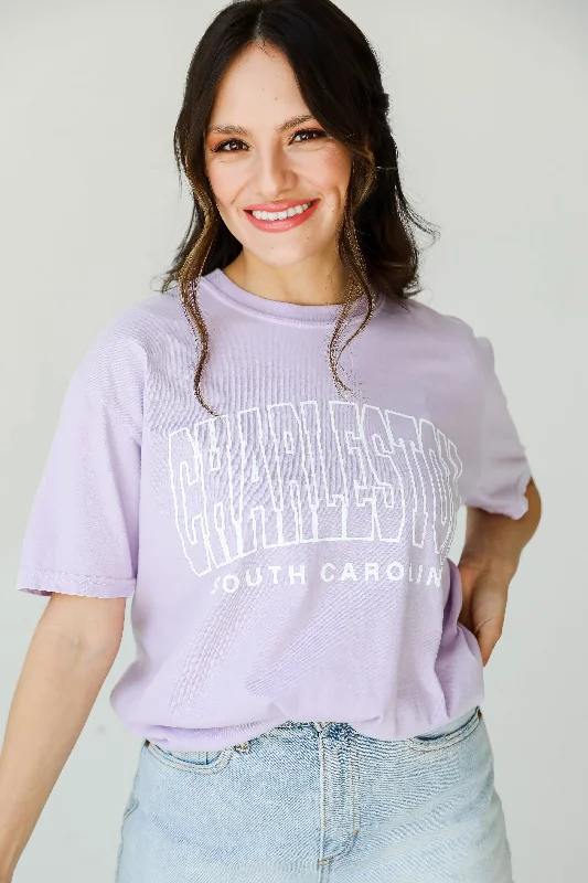 Lavender Charleston South Carolina Tee Houndstooth Herringbone Solid