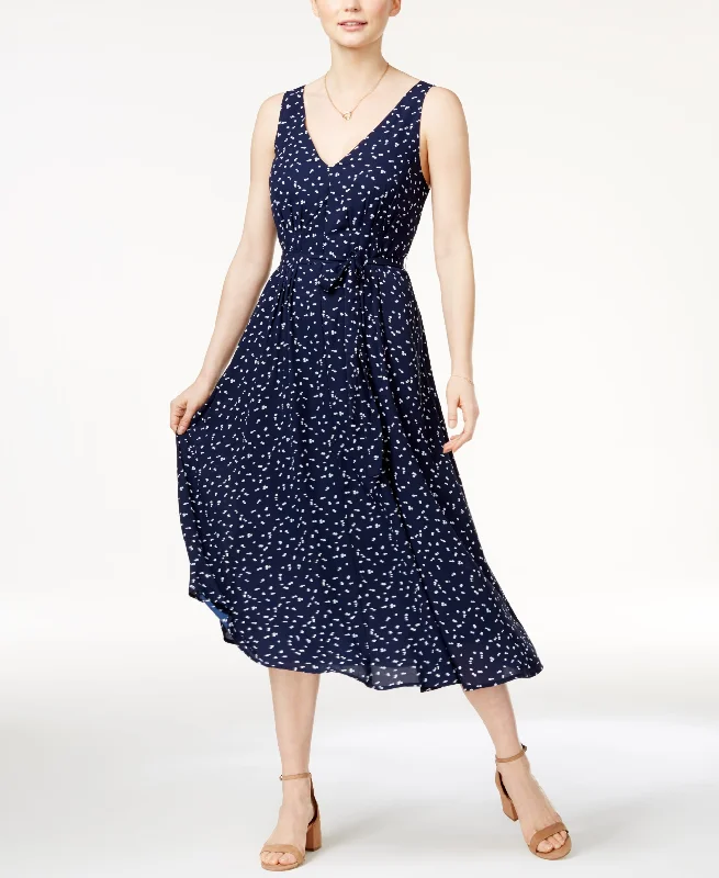 Maison Jules Printed Midi Dress Chic Off-Shoulder Midi Dress