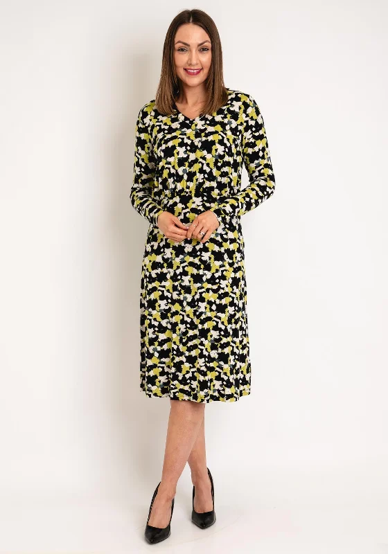 Masai Nemma Jersey Print Midi Dress, Oasis Stylish Long Sleeve Floral Midi Dress