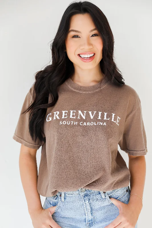 Mocha Greenville South Carolina Tee Sequined Glittery Shiny