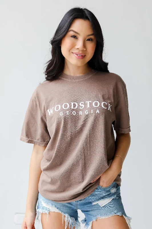 Mocha Woodstock Georgia Tee Hooded Caped Shawl Collar