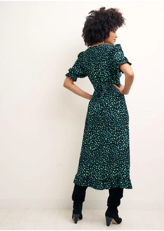 Nobodys Child black green and blue spotty crepe midi dress - size 10 Cozy Tie-Dye Midi Dress