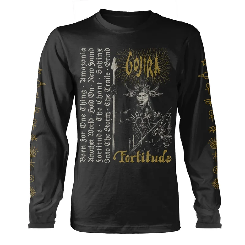 Gojira Unisex Long Sleeved T-shirt: Fortitude Tracklist (Organic Ls) Striped Floral Plaid