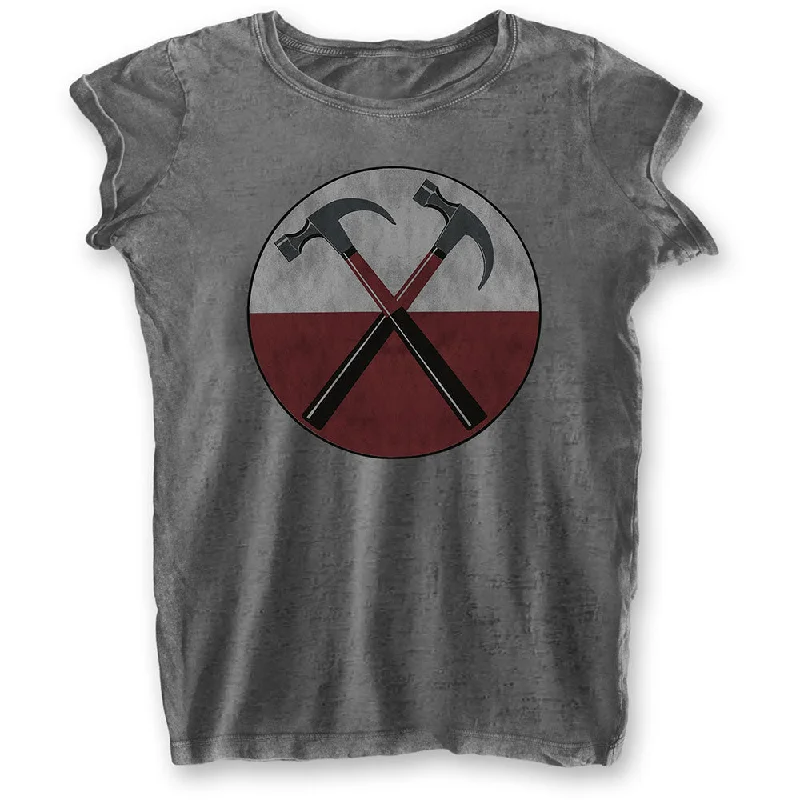 Pink Floyd Ladies T-Shirt: The Wall Hammers (Burn Out) Chenille Blend Fleece Blend Nylon Blend