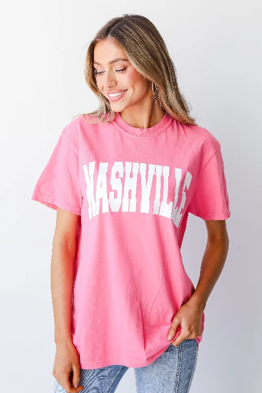 Pink Nashville Tee Cotton Fabric Linen Fabric Terry Fabric