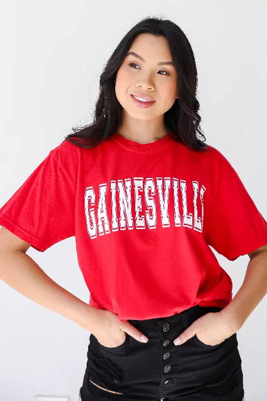 Red Gainesville Tee Graphic T-Shirt Round Neck Polyester