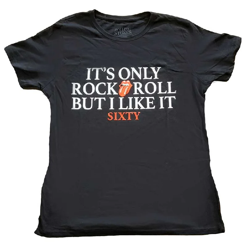 The Rolling Stones Ladies T-Shirt: Sixty It's only R&R but I like it (Foiled) Silk Blend Satin Velvet