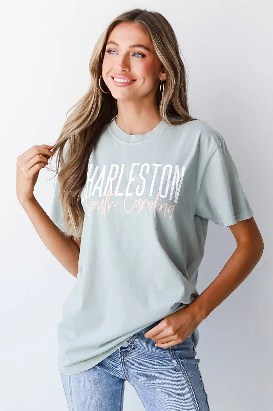 Sage Charleston South Carolina Script Tee Striped Floral Plaid