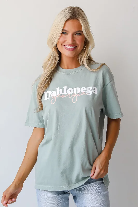 Sage Dahlonega Georgia Script Tee Denim Fabric Leather Fabric Suede Fabric