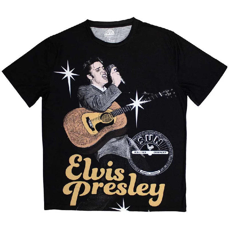 Sun Records | Official Band Sublimation T-Shirt | Elvis Mic Iron Safe Non-Iron Wrinkle Free