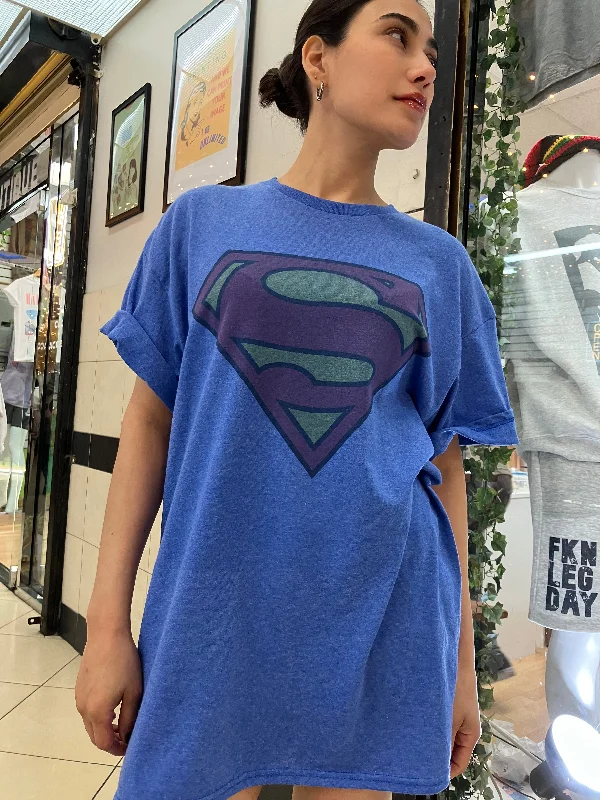 Superman Logo Graphic Design T-shirt Fleece Nylon Spandex