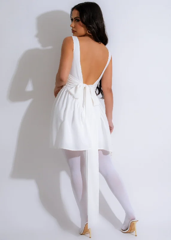 Sweetest Scent Mini Dress White Comfortable One-Shoulder Mini Dress