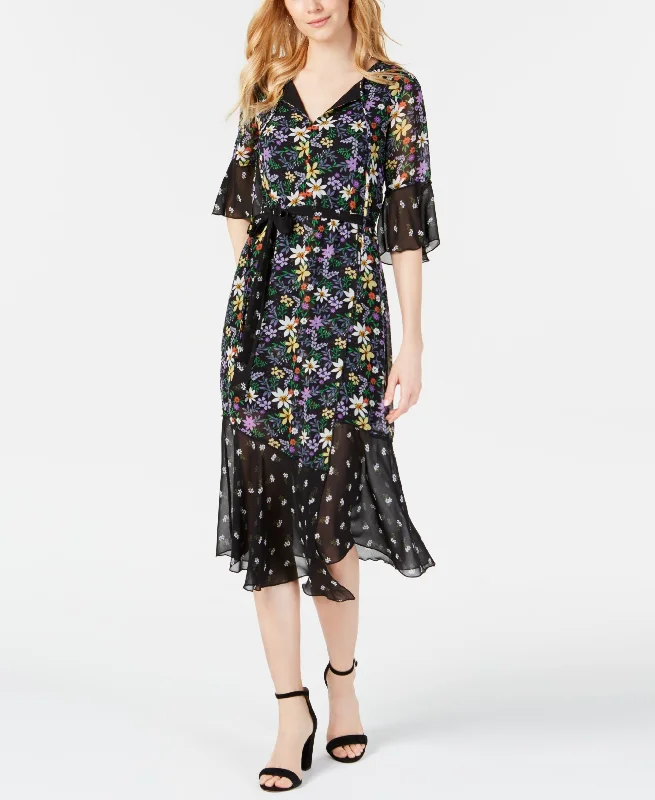 Taylor Twin Print Midi Dress Comfortable Fit-and-Flare Midi Dress