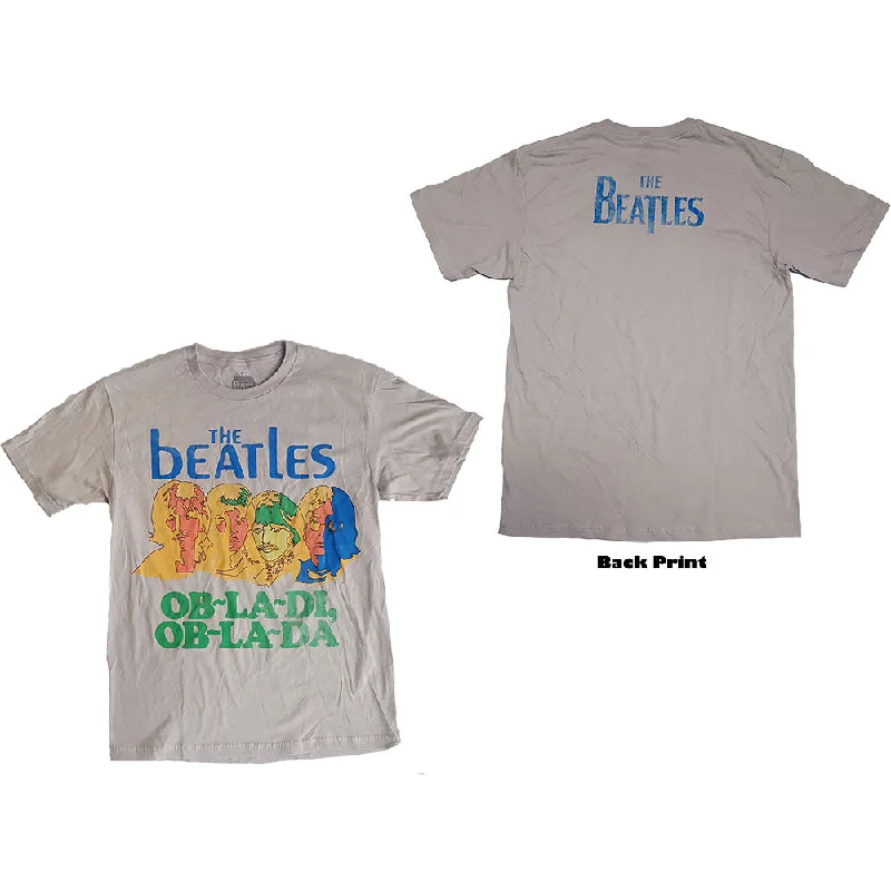 The Beatles Unisex Premium T-Shirt: Ob-La-Di (Back Print) Ribbed Striped Patterned