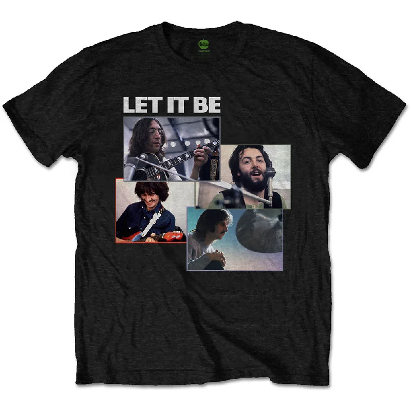 The Beatles | Official Band T-Shirt | Let It Be Recording Shots Mesh Fabric Canvas Fabric Denim Fabric