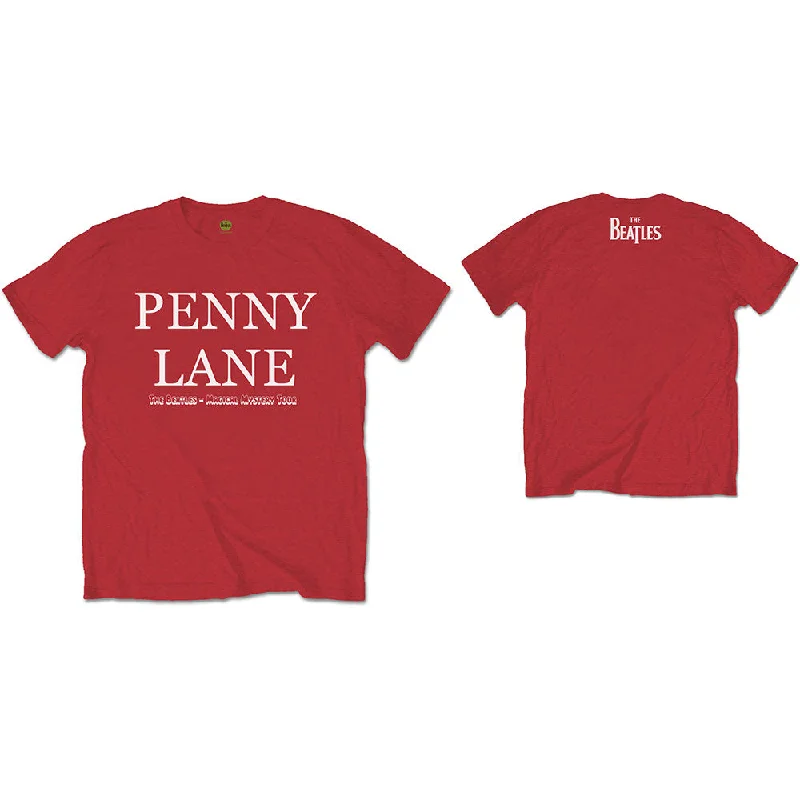 The Beatles | Official Band T-Shirt | Penny Lane (Back Print) Front Pockets Side Pockets Patch Pockets