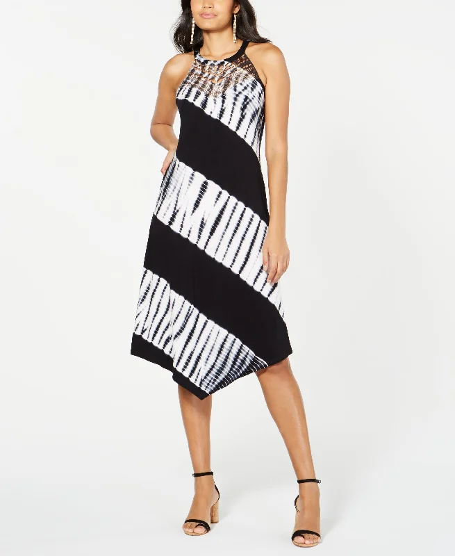 INC Tie-Dyed Crochet Midi Dress Stylish Midi Dress with Cuffs