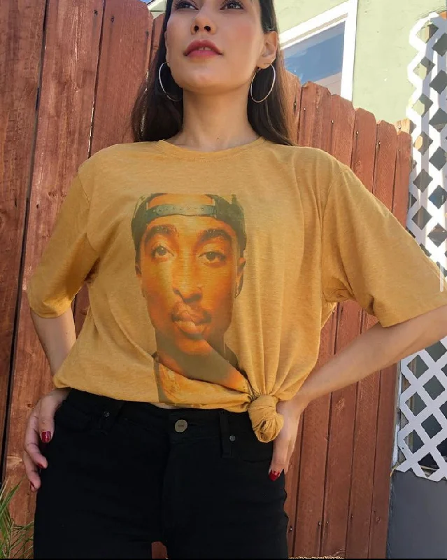 Tupac Shakur Graphic T-shirt Solid Print Embellished