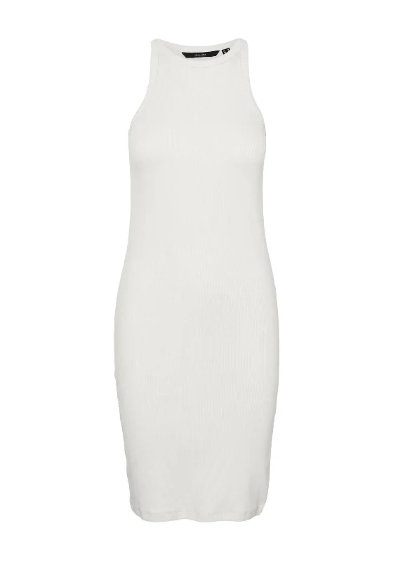 Vero Moda Chloe Ribbed Mini Dress, Snow White Chic Sleeveless Mini Dress