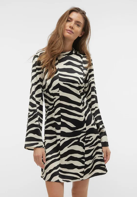 Vero Moda Ingrid Zebra Print Mini Dress, Black & White Elegant Sequin Mini Dress