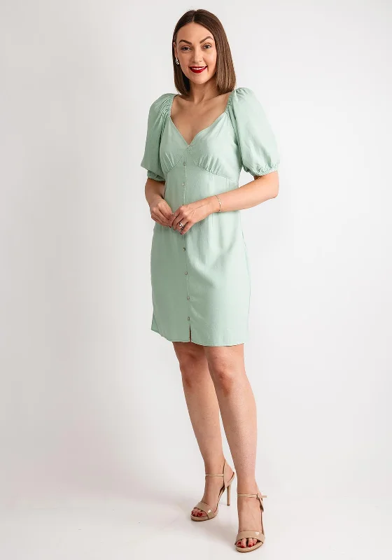 Vero Moda Mymilo Linen Blend Button Mini Dress, Silt Green Cozy Knit Mini Dress