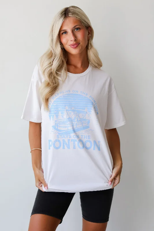 FINAL SALE - What Happens On The Pontoon Stays On The Pontoon Graphic Tee Casual Formal Business