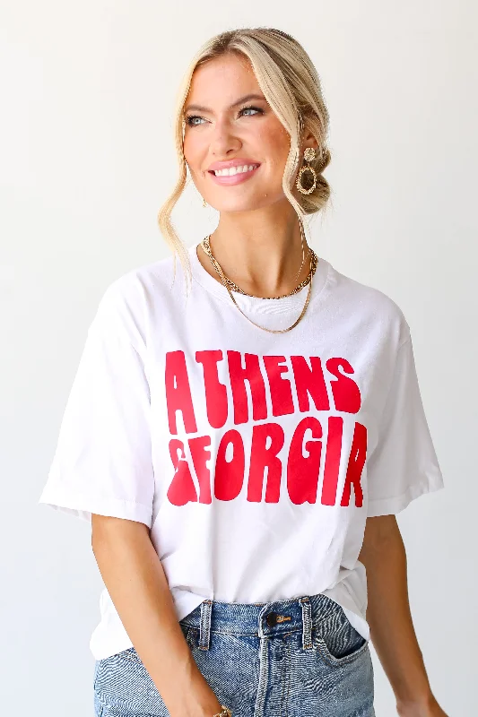 White Athens Georgia Cropped Tee Wool Fabric Cashmere Fabric Tweed Fabric