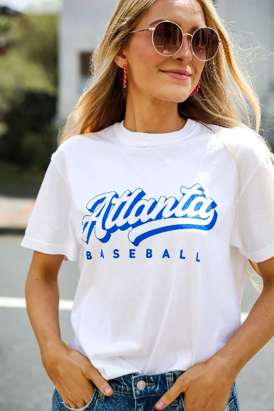 White Atlanta Baseball Graphic Tee Lace Blend Ribbed Blend Corduroy Blend