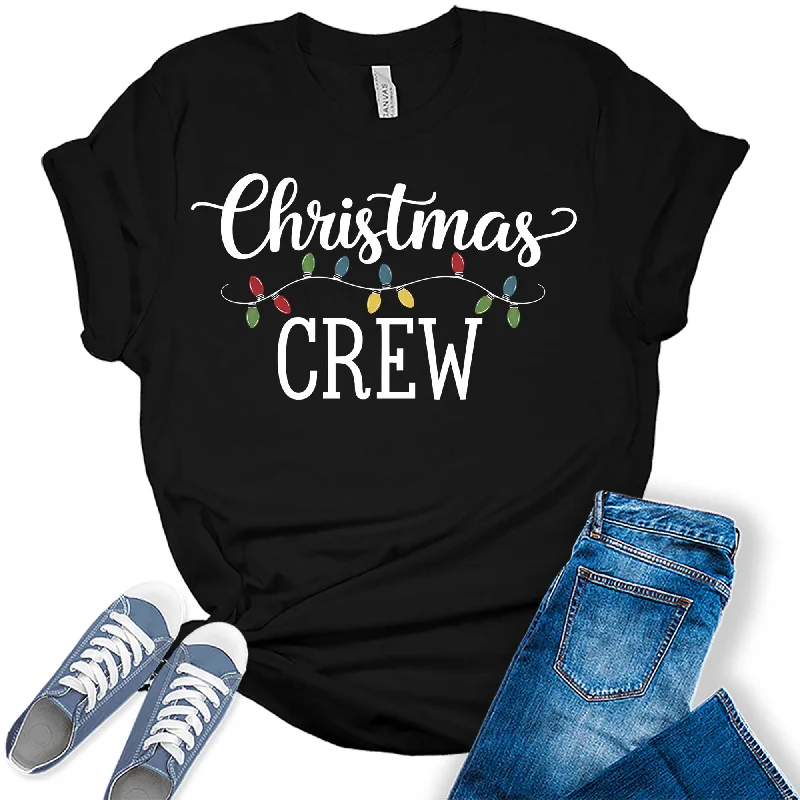 Women's Christmas Crew Trendy Holiday Graphic Tees Chenille Blend Fleece Blend Nylon Blend