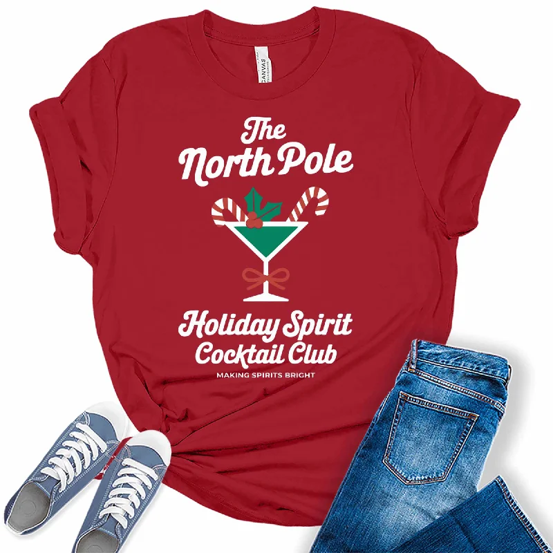 Women's North Pole Cocktail Club Graphic Tees Silk Blend Satin Velvet