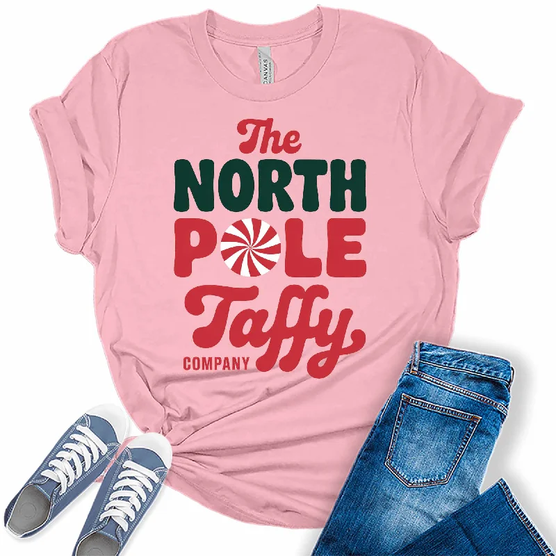 Women's North Pole Taffy Company Graphic Tees Zippered Front Buttoned Front Snap Front