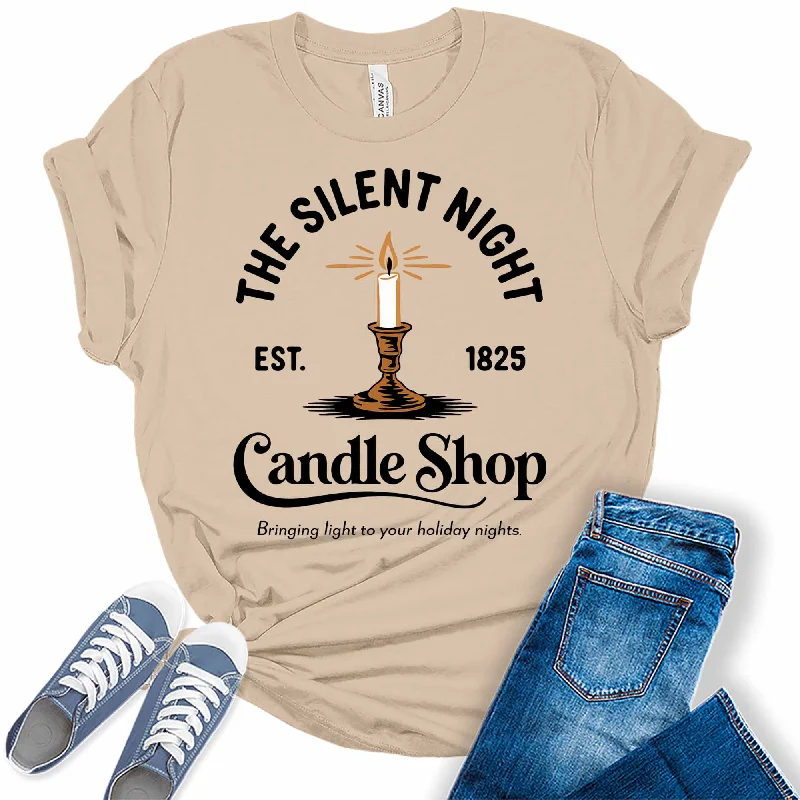 Women's Silent Night EST. 1825 Christmas Graphic Tees Modern Contemporary Chic