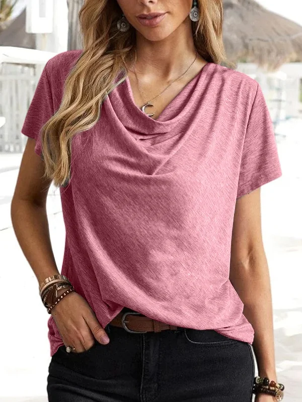 Solid Casual Fashion Short-Sleeved T-Shirt V-Neck T-Shirt Long Sleeve Cotton