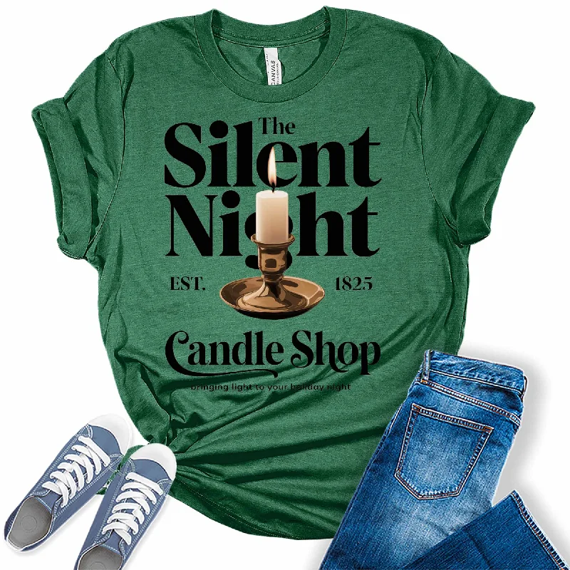 Women's The Silent Night 1825 Christmas Graphic Tees Mesh Fabric Canvas Fabric Denim Fabric