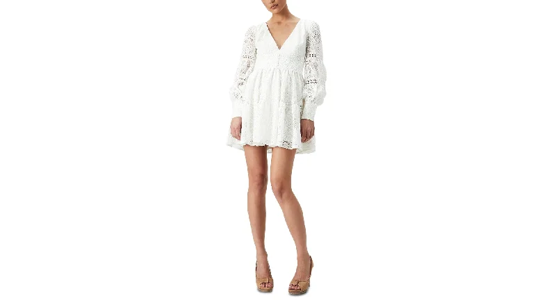 Women's Venice-Lace Long-Sleeve Mini Dress Cozy A-Line Mini Dress