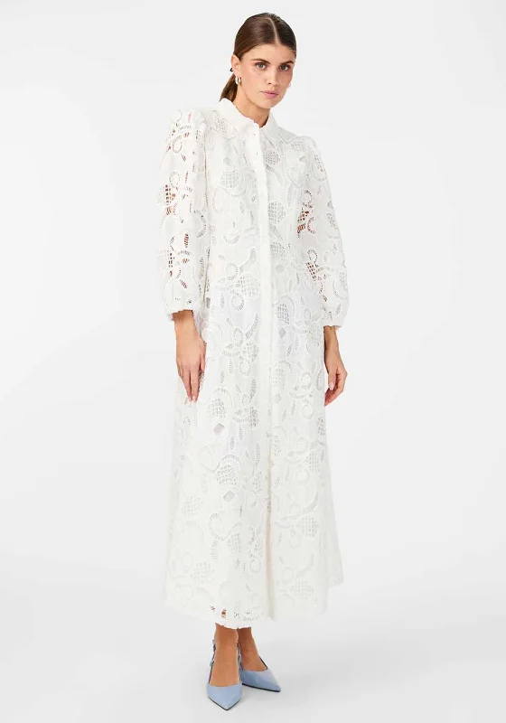 Y.A.S Hongi Lace Shirt Midi Dress, Star White Stylish Button-Up Midi Dress