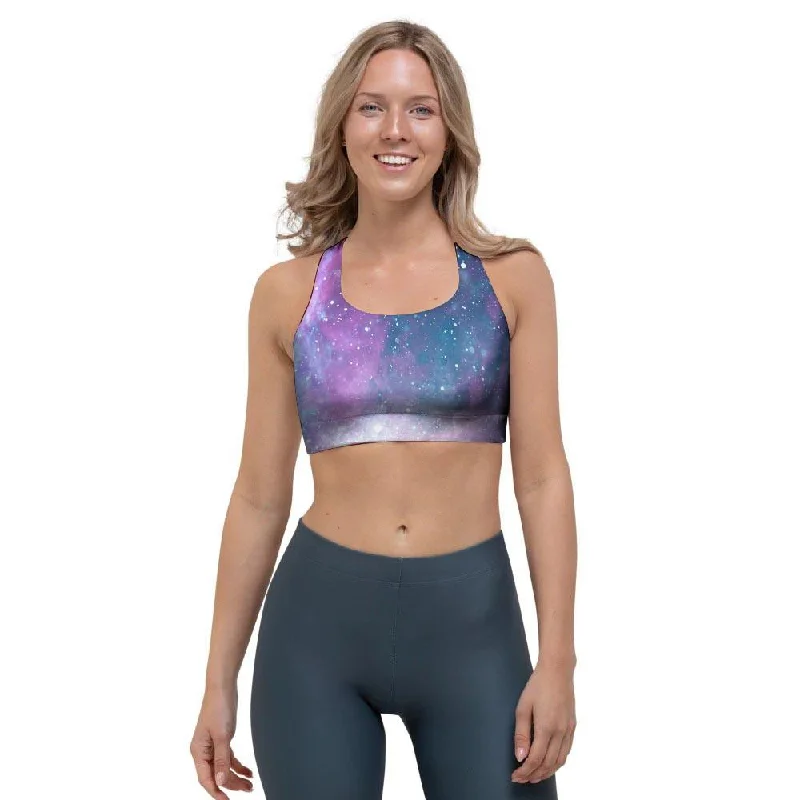 Abstract Galaxy Space Sports Bra Active Support Bra