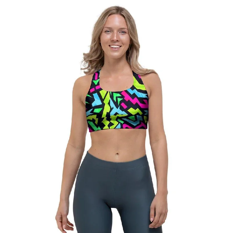 Abstract Graffiti Geometric Sports Bra Smooth Stretch Bra