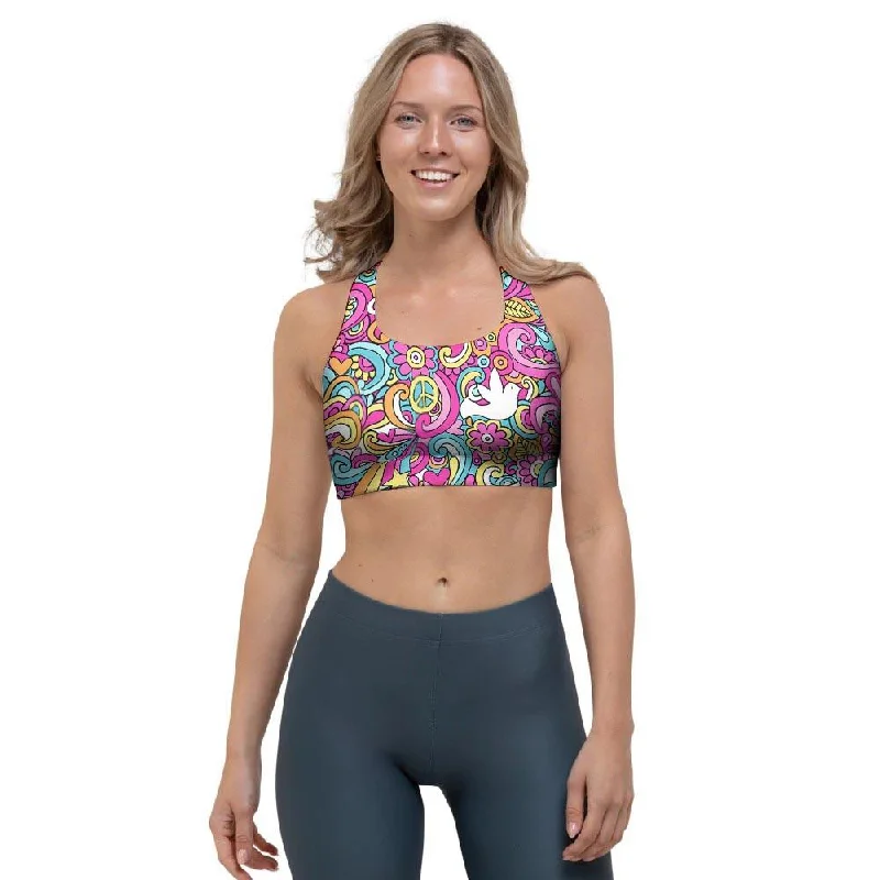 Abstract Hippie Sports Bra Light Seamless Bra