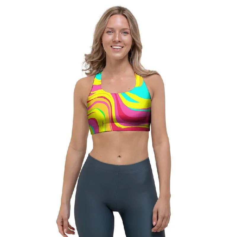 Abstract Paint Sports Bra Active Wear Bra