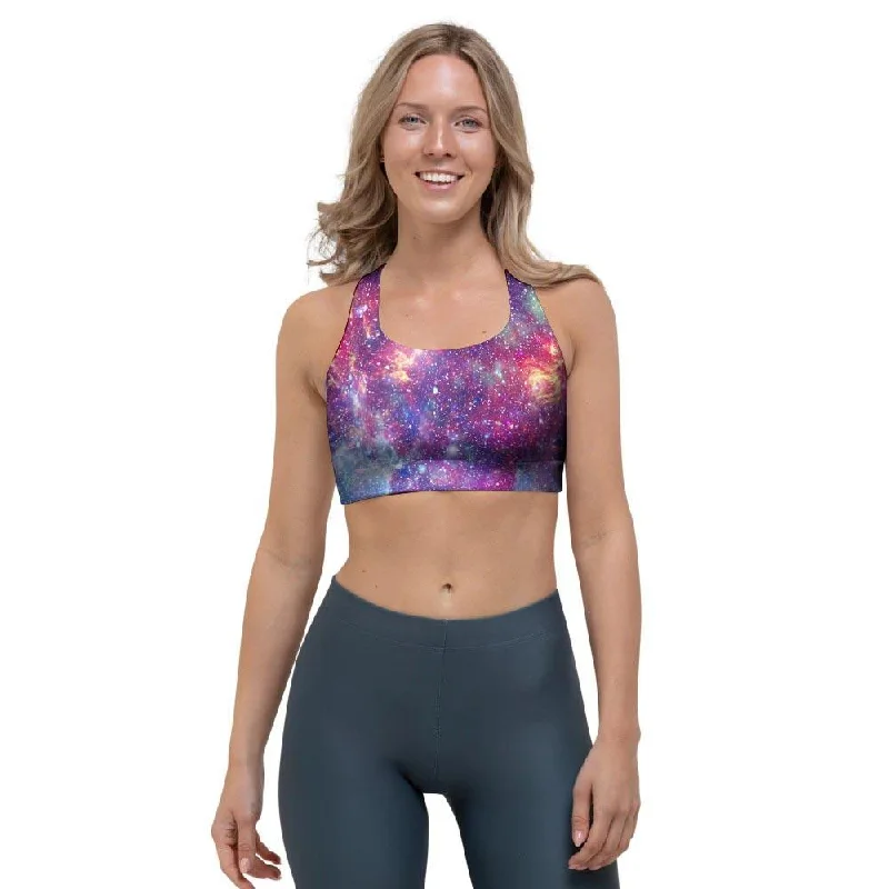 Abstract Starfield Galaxy Space Sports Bra Comfortable Active Bra