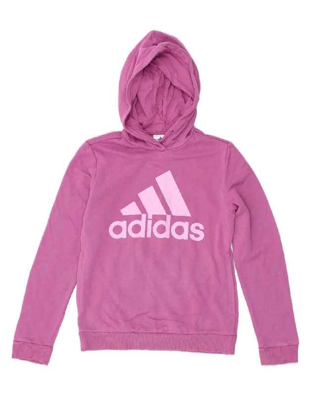 ADIDAS Womens Graphic Hoodie Jumper UK 4/6 XS Pink Cotton Hoodie with Elastic Waist Stretchable Comfortable