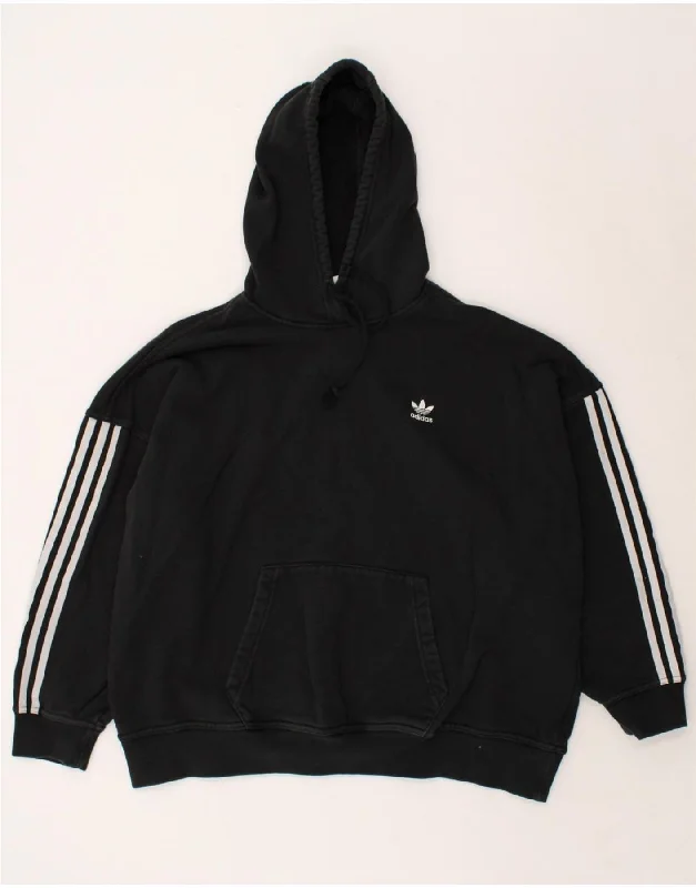 ADIDAS Womens Hoodie Jumper UK 16 Large Black Oversized Hoodie Comfort Casual