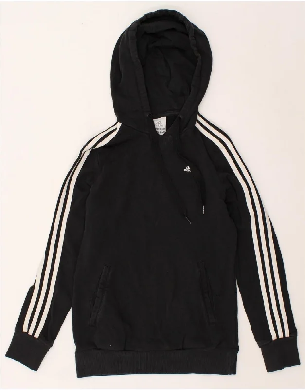 ADIDAS Womens Hoodie Jumper UK 8/10 Small Black Hoodie Sweatshirt Pullover