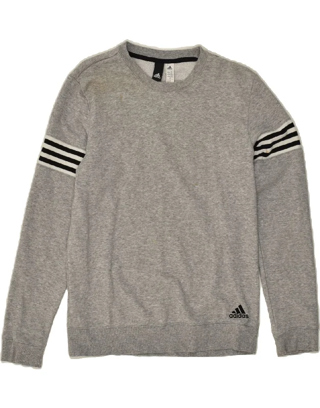 ADIDAS Womens Sweatshirt Jumper UK 8-10 Small Grey Cotton Hoodie with Relaxed Fit Easy Casual