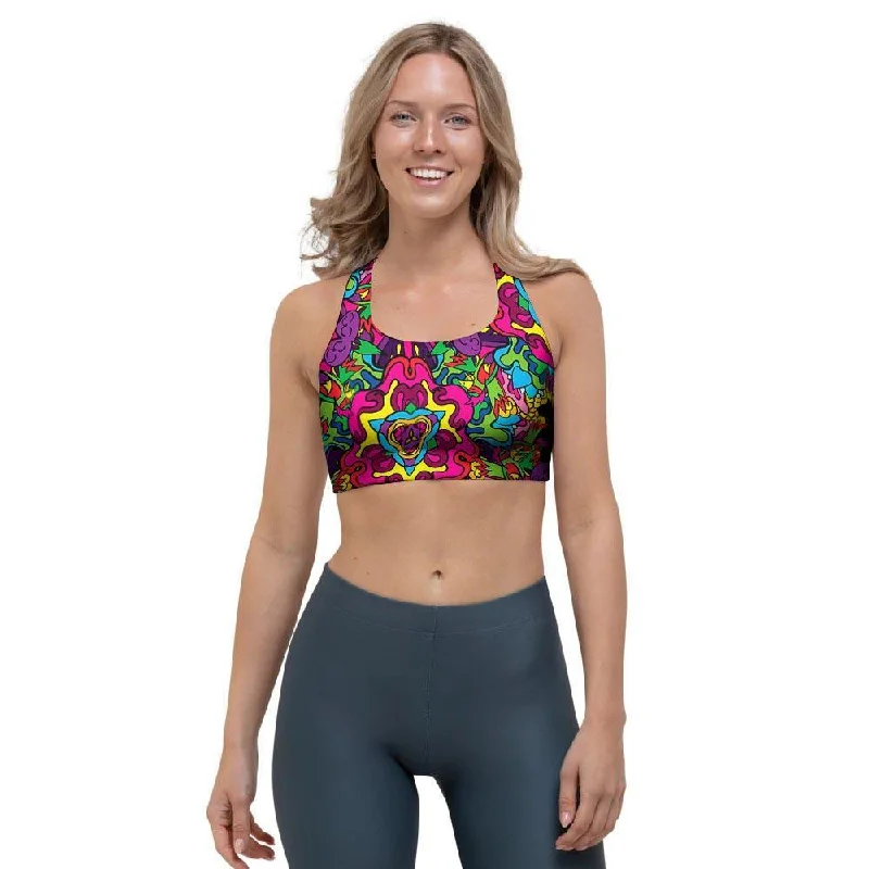 Animal Hippie Psychedelic Sports Bra Stretchy Wireless Bra