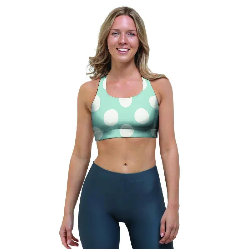 Aqua Polka Dot Sports Bra Push-Up Padded Bra